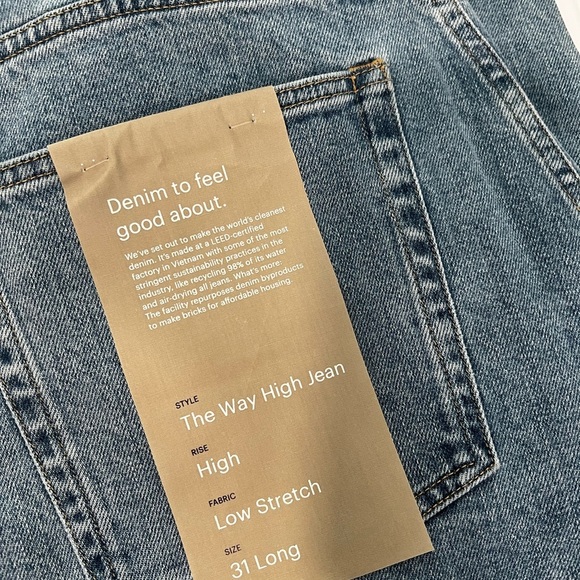 NWT EVERLANE The Way-High® Rigid Medium Wash Jean Sz 31 Long - Picture 4 of 5